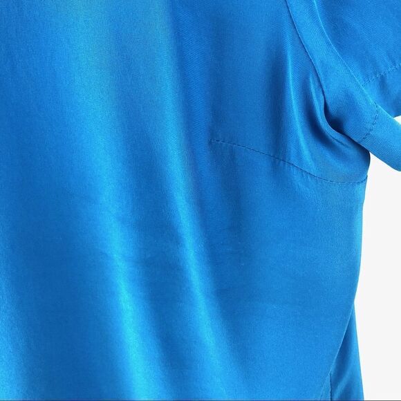 𝅺AMANDA Uprichard Blue Silk Short Sleeved Top M - Picture 5 of 5